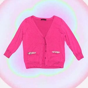Y2K Hot Pink Cropped Cardigan Top